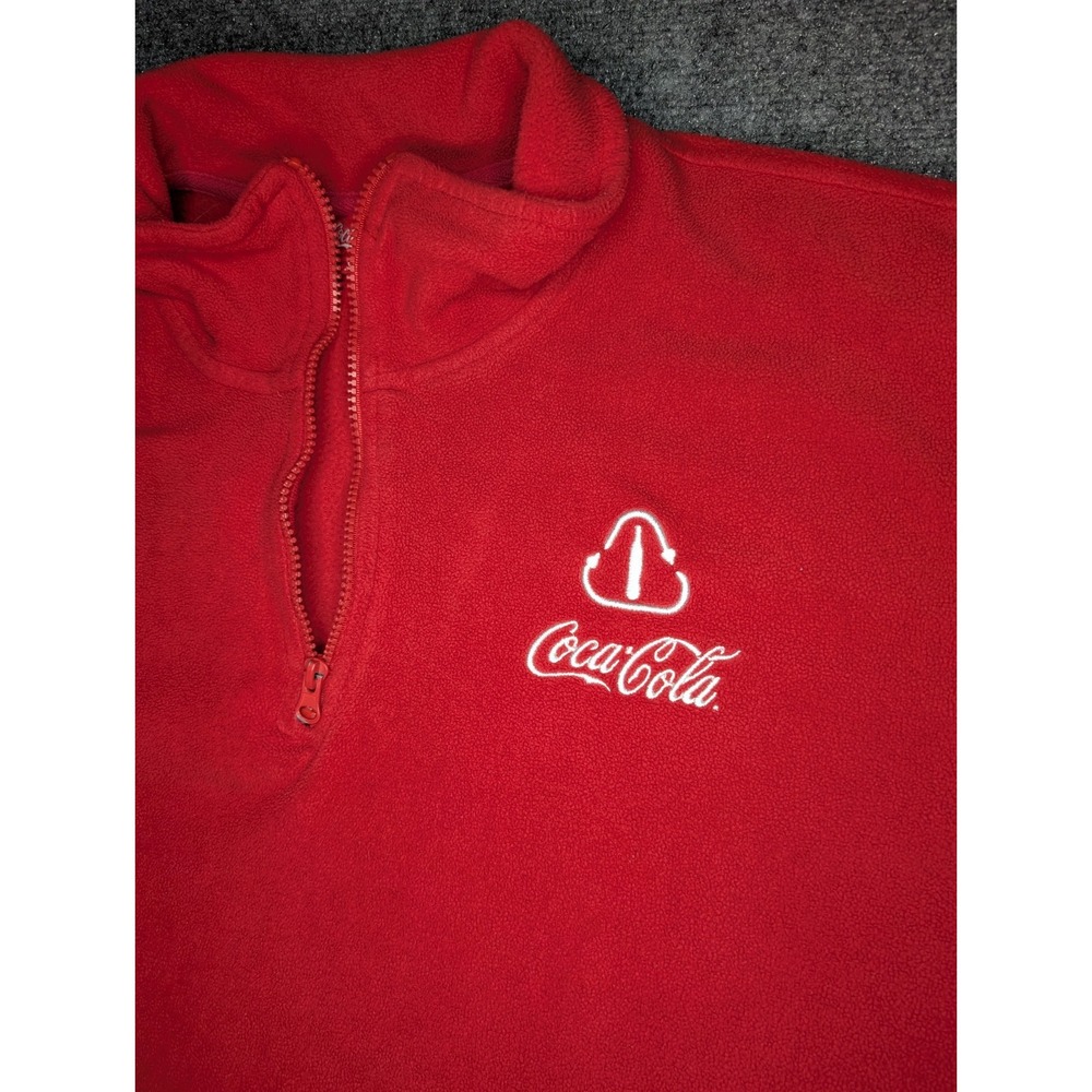 Coca Cola Brand Mens Long Sleeve Fleece Quart Zip Pull Over Size XL Extra Large - Picture 2 of 9
